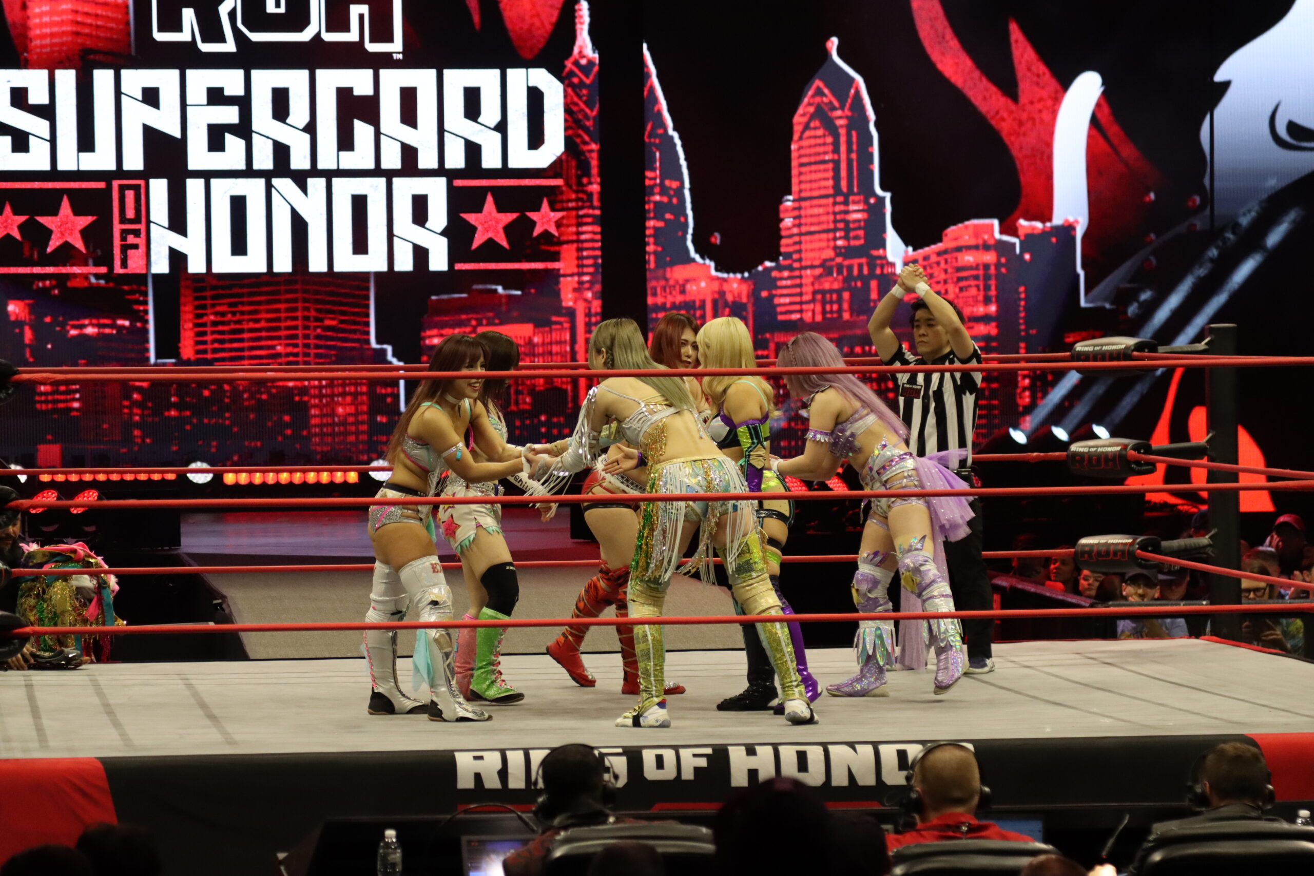 Mei Seira & Empress Nexus Venus with Tam Nakano & Queen’s Quest at the The Liacouras Center in Philadelphia, Pennsylvania, on April 5, 2024. Photo by Dax J. Martin-Cheeves