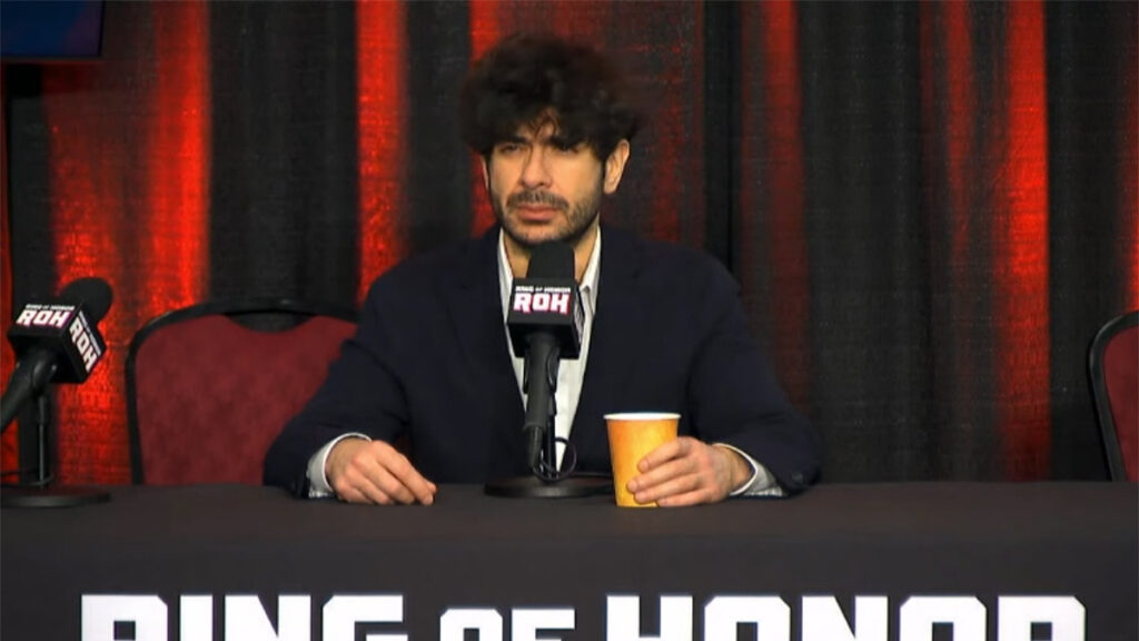 Tony Khan at the The Liacouras Center in Philadelphia, Pennsylvania, on April 5, 2024, after Ring of Honor Supercard of Honor.