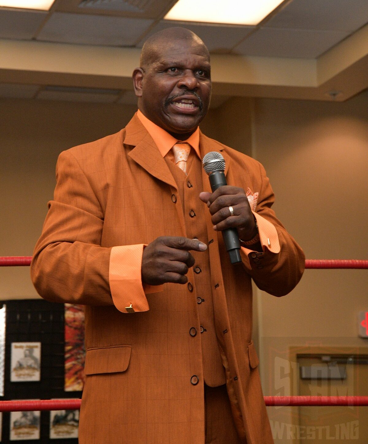 "Night Train" Gary Jackson at the St. Louis Wrestling Hall of Fame induction at the SICW Fan Fest II at the Aviator Hotel in St. Louis, on Saturday, May 18, 2024. Photo by Scott Romer
