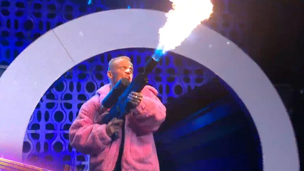 Darby Allin with flamethrower
