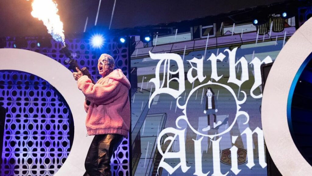 Darby Allin with the flamethrower on the May 22, 2024, episode of AEW Dynamite. AEW photo by Ricky Havlik