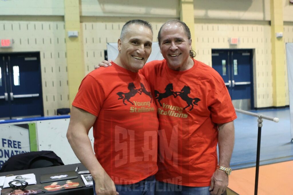 Paul Roma & Jim Powers at the 80s Wrestling Con on Saturday, May 4, 2024, at the Mennen Sports Arena in Morristown, New Jersey. Photo by George Tahinos, georgetahinos.smugmug.com