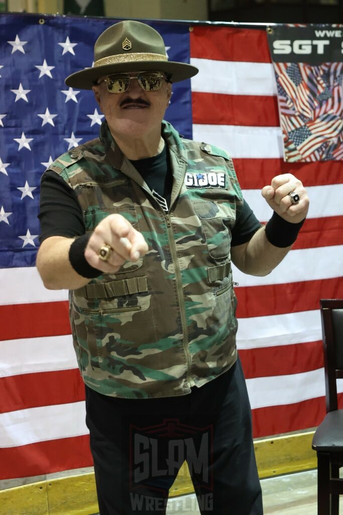 Sgt. Slaughter at the 80s Wrestling Con on Saturday, May 4, 2024, at the Mennen Sports Arena in Morristown, New Jersey. Photo by George Tahinos, georgetahinos.smugmug.com