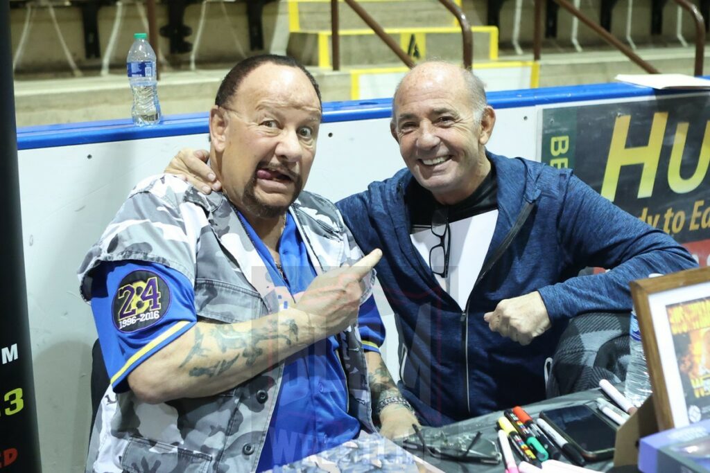 Bushwhwacker Luke and Cary Silkin at the 80s Wrestling Con on Saturday, May 4, 2024, at the Mennen Sports Arena in Morristown, New Jersey. Photo by George Tahinos, georgetahinos.smugmug.com