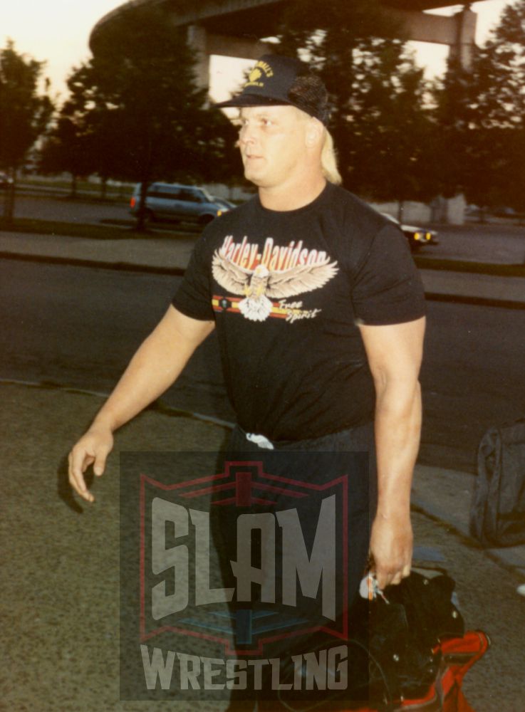Dan Spivey heads into the Buffalo Auditorium in 1989 for WCW show. Photo by Terry Dart