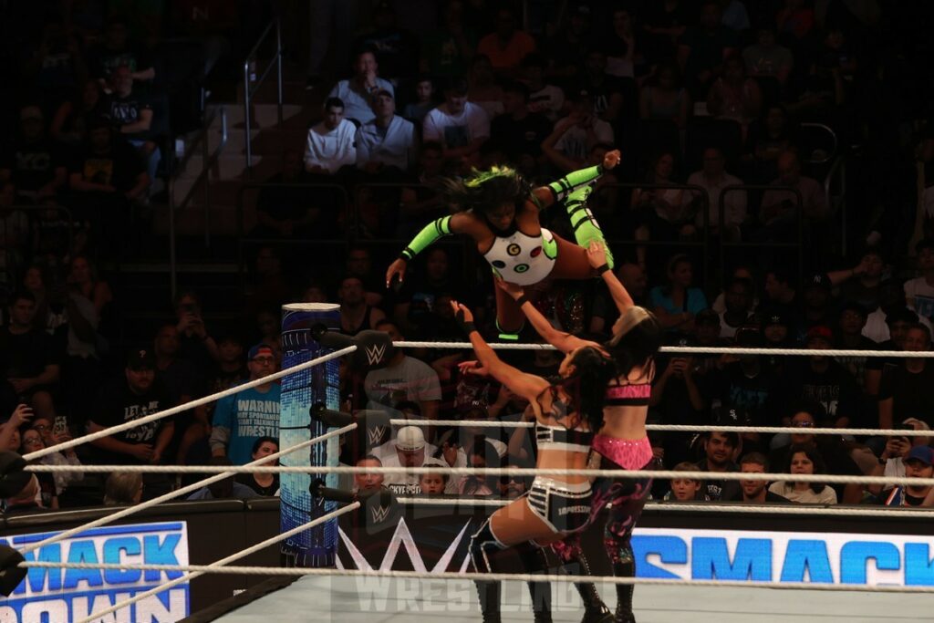 Money in the Bank Qualifying match: Indi Hartwell vs. Naomi vs. Blair Davenport at Madison Square Garden, in New York City, NY, on Friday, June 28, 2024, as WWE presented Smackdown. Photo by George Tahinos, georgetahinos.smugmug.com