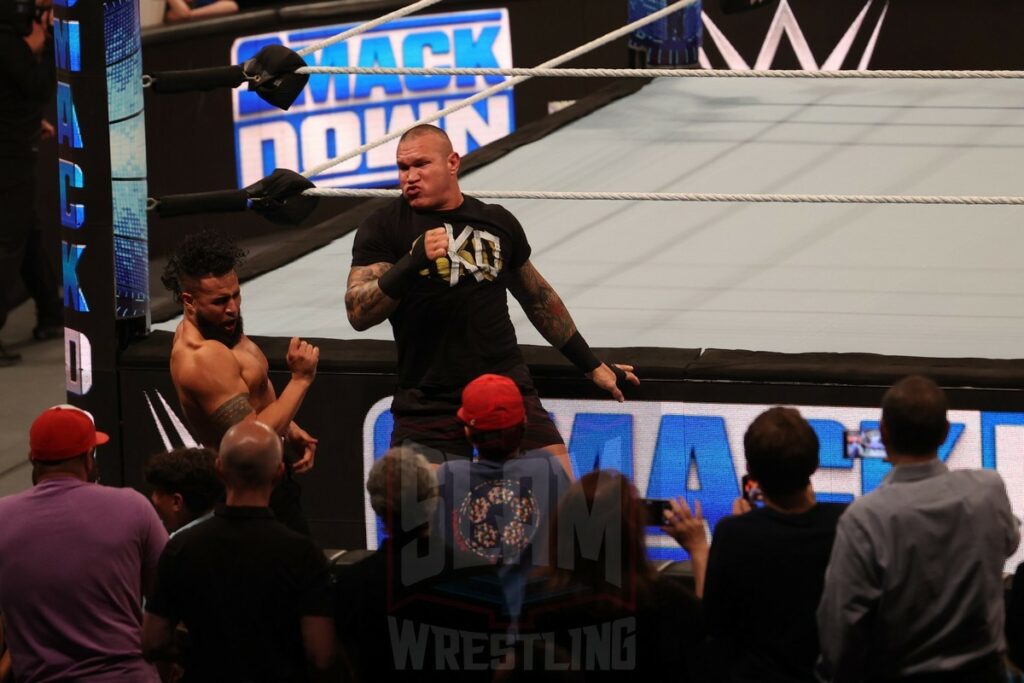 Randy Orton arrives to attack The Bloodline (Solo Sikoa, Tama Tonga, Tonga Loa, and Jacob Fatu) at Madison Square Garden, in New York City, NY, on Friday, June 28, 2024, as WWE presented Smackdown. Photo by George Tahinos, georgetahinos.smugmug.com