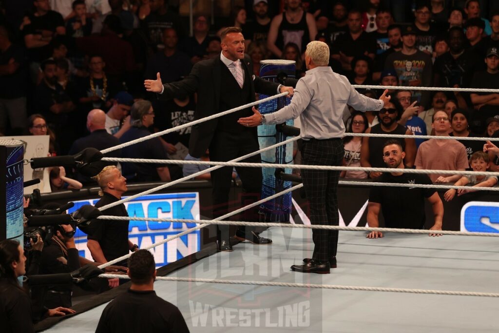 Nick Aldis tries to talk to Cody Rhodes at Madison Square Garden, in New York City, NY, on Friday, June 28, 2024, as WWE presented Smackdown. Photo by George Tahinos, georgetahinos.smugmug.com