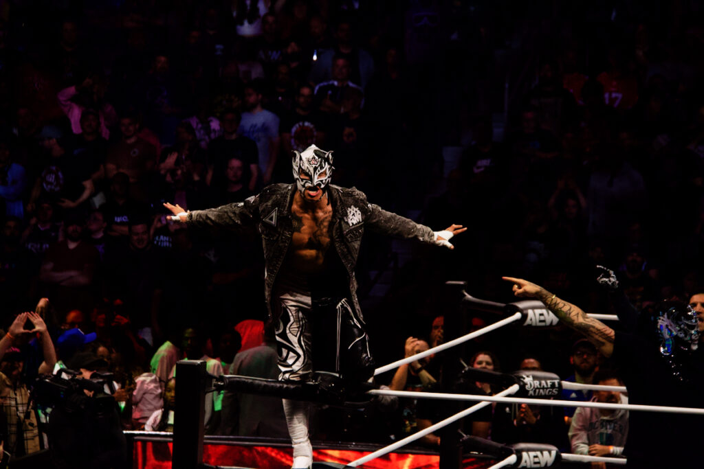 Rey Fenix before his Owen Hart Foundation Cup quarterfinal match at AEW Dynamite at the Keybank Center in Buffalo, NY on June 26, 2024. Photo by Steve Argintaru, Twitter/IG: @steven