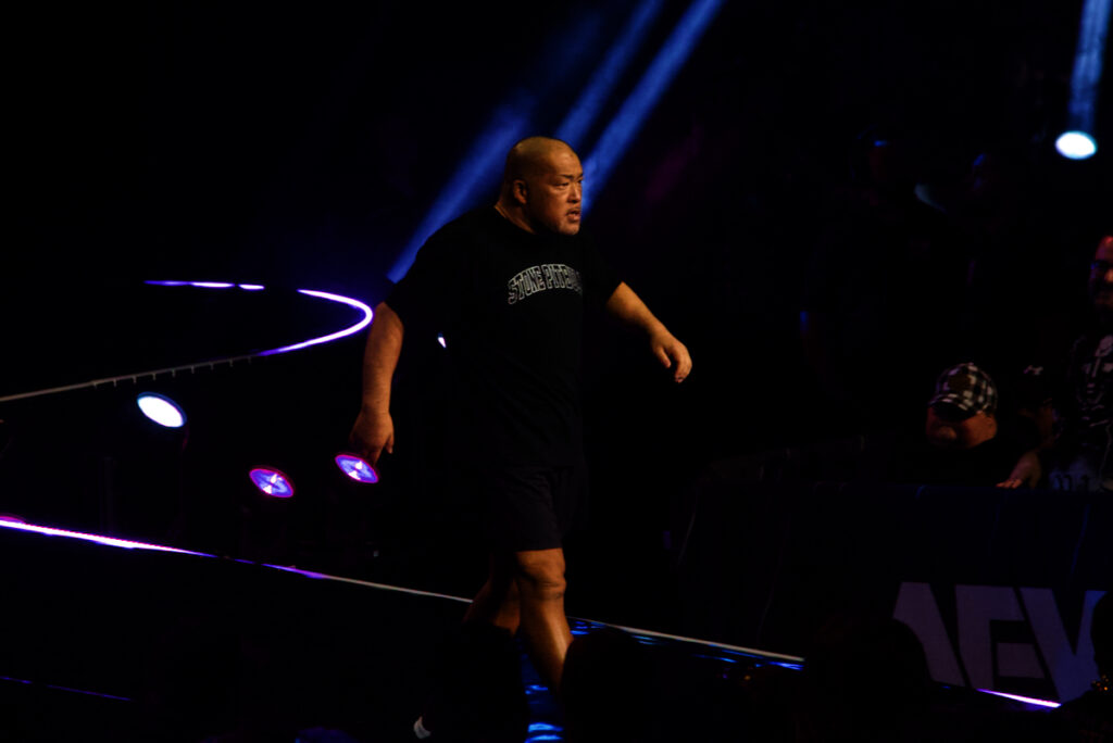 Tomohiro Ishii comes out to stand by Orange Cassidy at AEW Dynamite at the Keybank Center in Buffalo, NY on June 26, 2024. Photo by Steve Argintaru, Twitter/IG: @steven