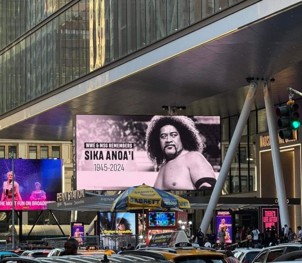 Sika is remembered outside Madison Square Garden, in New York City, NY, on Friday, June 28, 2024, as WWE presented Smackdown. Facebook photo
