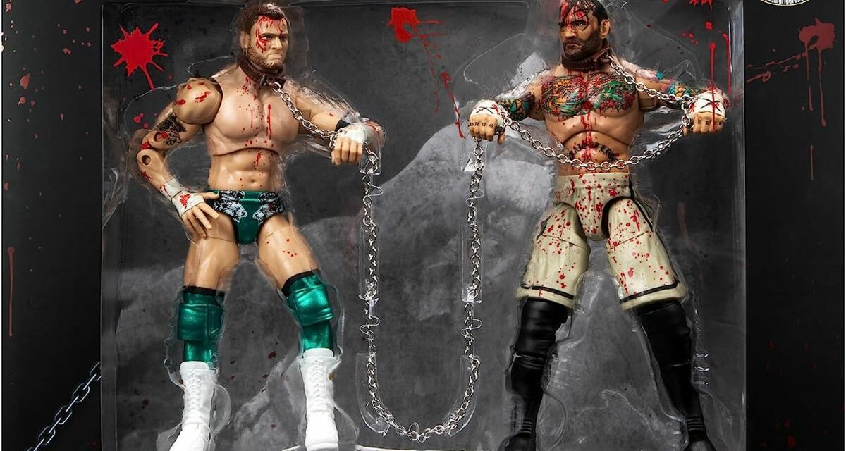 Red equals green with bloody wrestling action figures