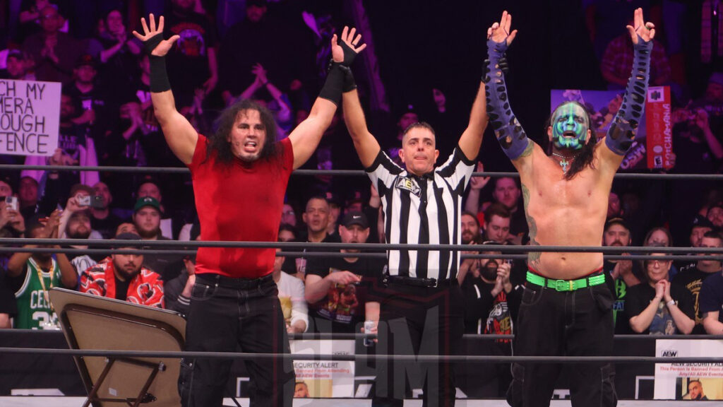 The Hardys at the Agganis Arena at AEW Dynamite in Boston, Mass., on Wednesday, April 6, 2022. Photo by George Tahinos, Slam Wrestling, https://georgetahinos.smugmug.com