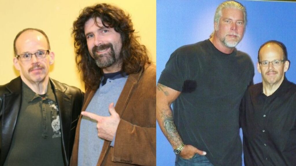 Bill Custers with Mick Foley; Kevin Nash with Bill Custers