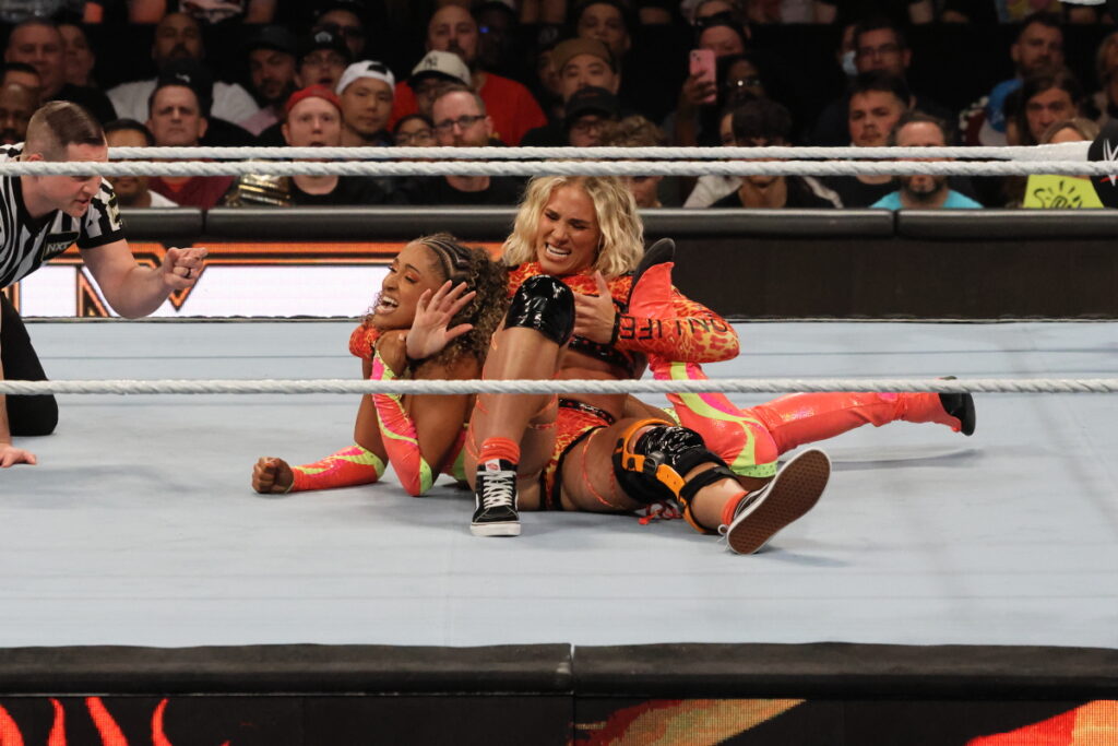 NXT Women’s North American Champion Kelani Jordan vs. Sol Ruca at NXT Heatwave on Sunday, July 7, 2024, at Scotiabank Arena in Toronto. Photo by Steve Argintaru, Twitter/IG: @stevetsn