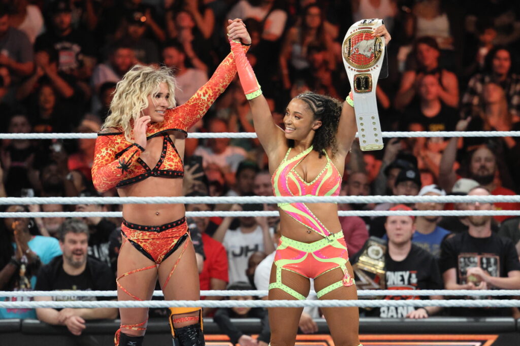 NXT Women’s North American Champion Kelani Jordan retains her title against her friend Sol Ruca at NXT Heatwave on Sunday, July 7, 2024, at Scotiabank Arena in Toronto. Photo by Steve Argintaru, Twitter/IG: @stevetsn