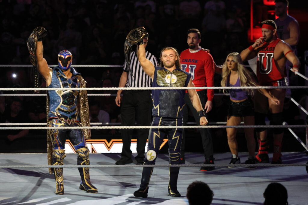 NXT Tag Team Champions Axiom & Nathan Frazer at NXT Heatwave on Sunday, July 7, 2024, at Scotiabank Arena in Toronto. Photo by Steve Argintaru, Twitter/IG: @stevetsn