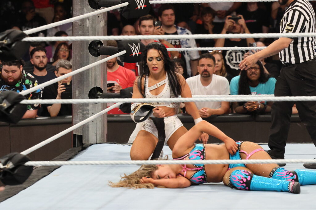 NXT Women’s Champion Roxanne Perez retains her title vs. Lola Vice at NXT Heatwave on Sunday, July 7, 2024, at Scotiabank Arena in Toronto. Photo by Steve Argintaru, Twitter/IG: @stevetsn