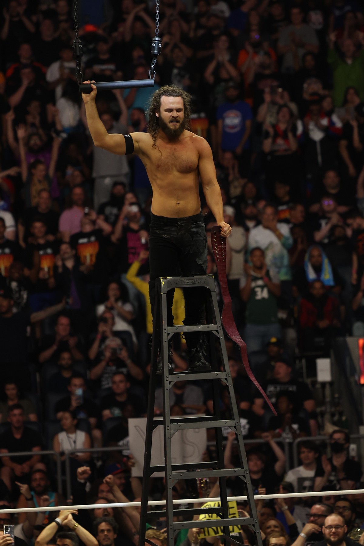 Jack Perry wins the Ladder Match for the AEW TNT Championship at AEW Forbidden Door at UBS Arena in Belmont Park, NY, on Long Island, on Sunday, June 30, 2024. Photo by George Tahinos, https://georgetahinos.smugmug.com
