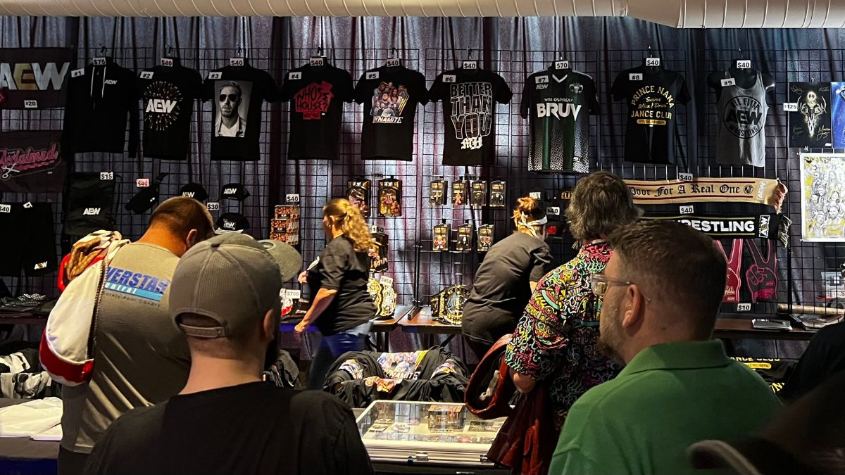 Merchandise at AEW Dynamite in Chicago on July 3, 2024. Photo by Gio Alvarez