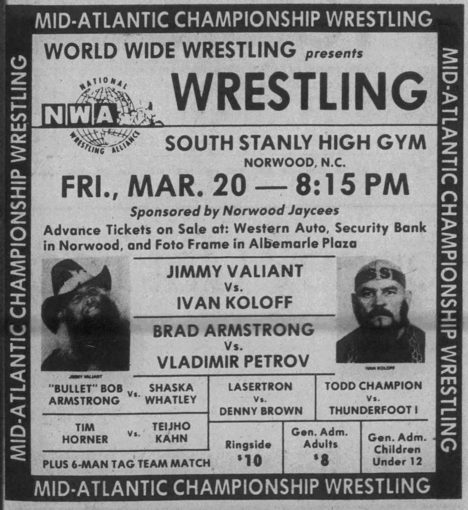 Vladimir Petrov on a card in Norwood, NC, on March 20, 1987.