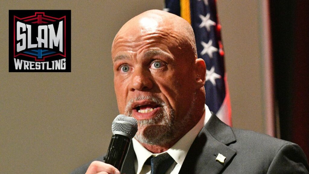 Kurt Angle on the stage, receiving the Lou Thesz/Art Abrams Lifetime Achievement Award at the Cauliflower Alley Club reunion at the Plaza Hotel & Casino in Las Vegas on Wednesday, August 21, 2024. Photo by Scott Romer