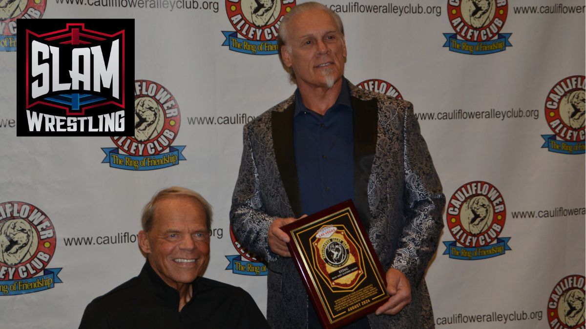 Lex Luger and Sting (Steve Borden) at the Cauliflower Alley Club reunion at the Plaza Hotel & Casino in Las Vegas on Tuesday, August 20, 2024. Photo by Wayne Palmer