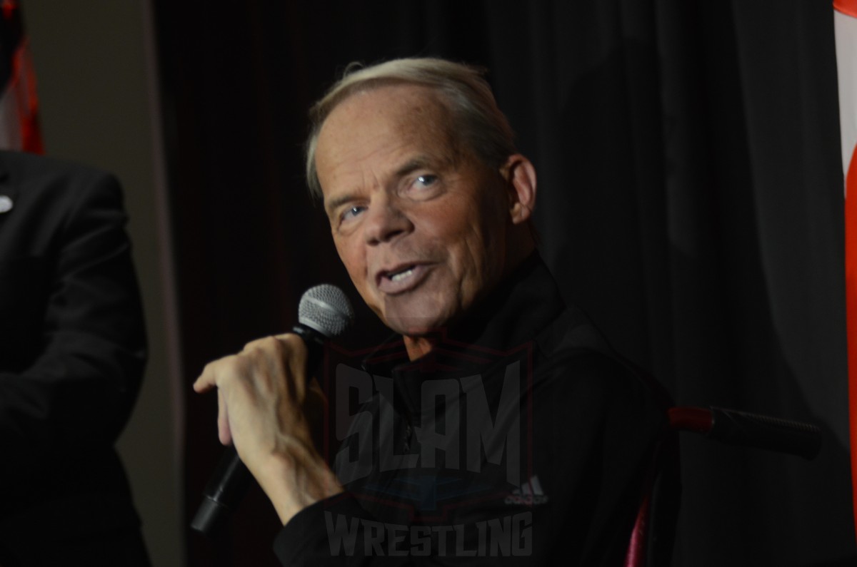 Lex Luger talks about Sting at the Cauliflower Alley Club reunion banquet at the Plaza Hotel & Casino in Las Vegas on Tuesday, August 20 2024. Photo by Brad McFarlin