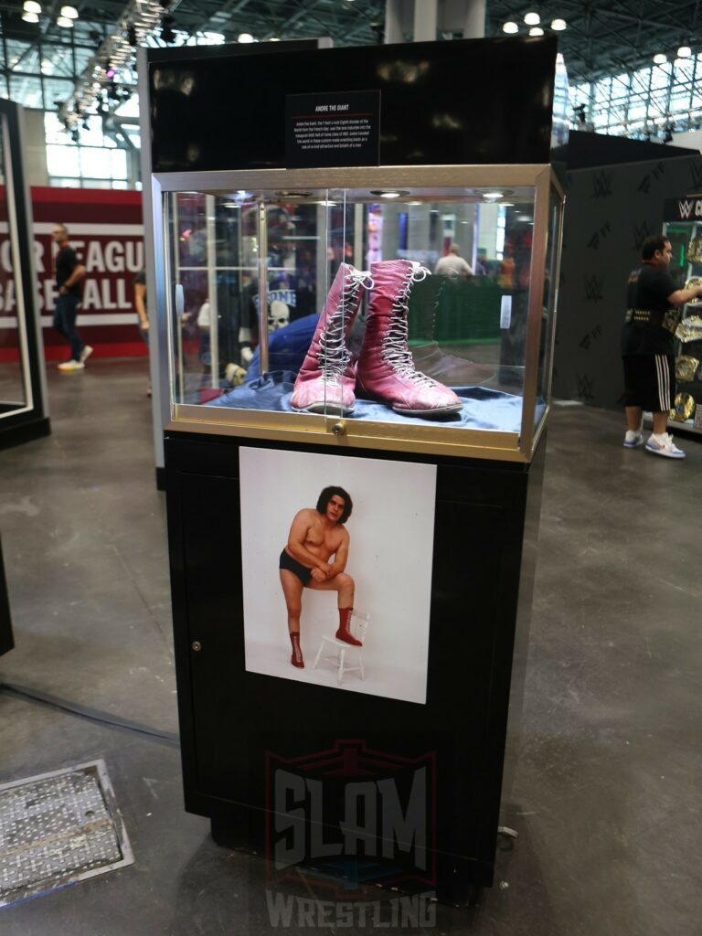 Andre the Giant's boots on display at Fanatics Fest NYC, Friday, August 16 to Sunday, August 18, 2024, at the Jacob K. Javits Convention Center, in New York City Photo by George Tahinos, https://georgetahinos.smugmug.com