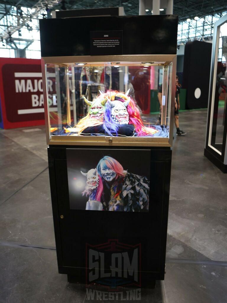 Asuka's mask on display at Fanatics Fest NYC, Friday, August 16 to Sunday, August 18, 2024, at the Jacob K. Javits Convention Center, in New York City Photo by George Tahinos, https://georgetahinos.smugmug.com