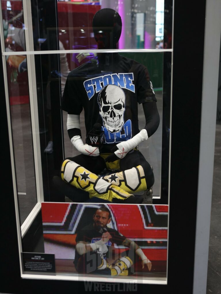 CM Punk's outfit from his famed "pipe bomb" interview on display at Fanatics Fest NYC, Friday, August 16 to Sunday, August 18, 2024, at the Jacob K. Javits Convention Center, in New York City Photo by George Tahinos, https://georgetahinos.smugmug.com