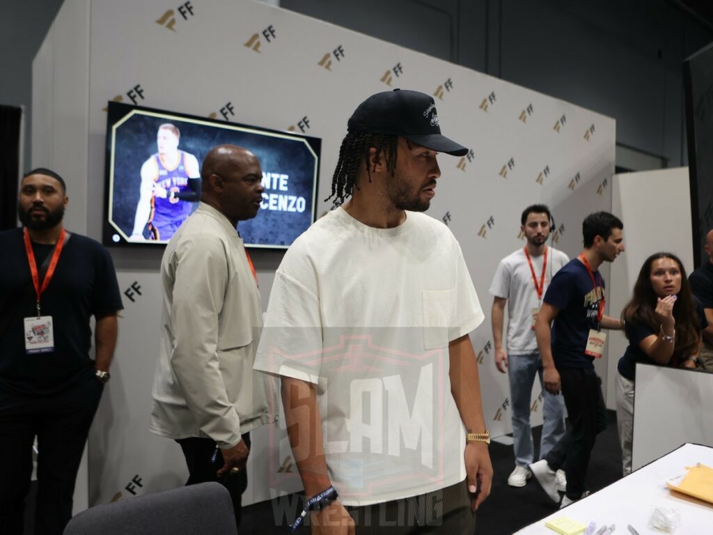 Jalen Brunson of the New York Knicks at Fanatics Fest NYC, Friday, August 16 to Sunday, August 18, 2024, at the Jacob K. Javits Convention Center, in New York City Photo by George Tahinos, https://georgetahinos.smugmug.com