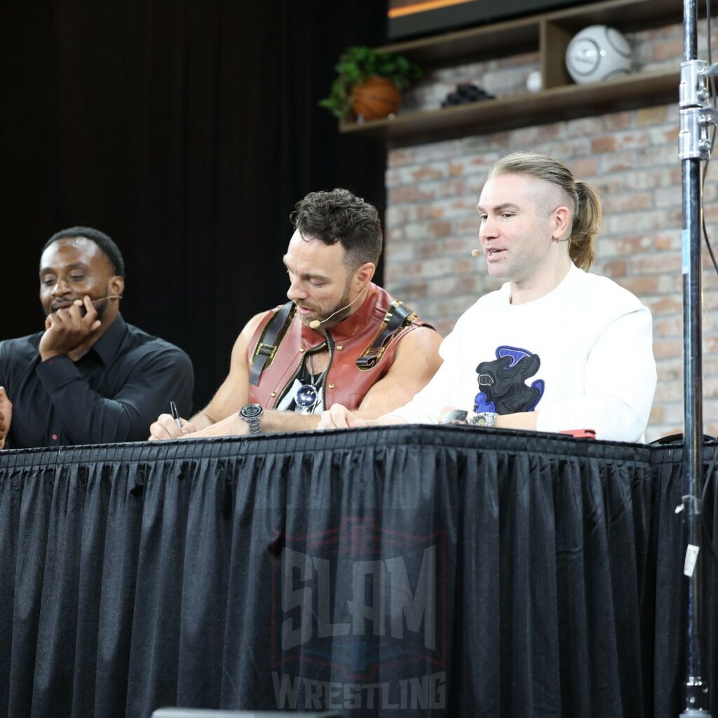 Big E and LA Knight at Fanatics Fest NYC, Friday, August 16 to Sunday, August 18, 2024, at the Jacob K. Javits Convention Center, in New York City Photo by George Tahinos, https://georgetahinos.smugmug.com