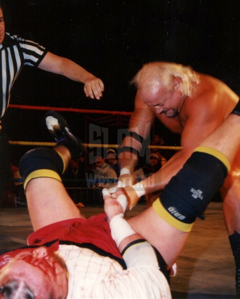 Kevin Sullivan battles Johnny Grunge of Public Enemy in ECW. Photo by George Tahinos, https://georgetahinos.smugmug.com