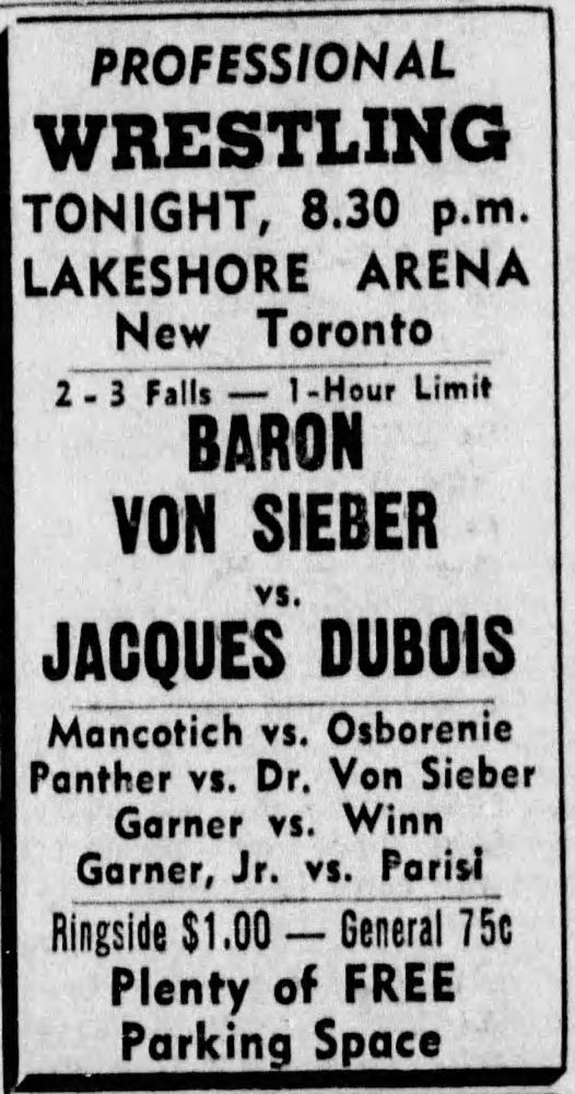 Lakeshore Arena card May 11, 1954