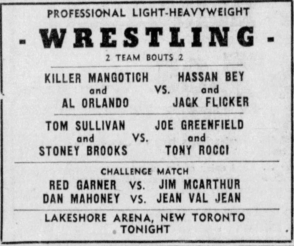 Lakeshore Arena card June 22, 1954