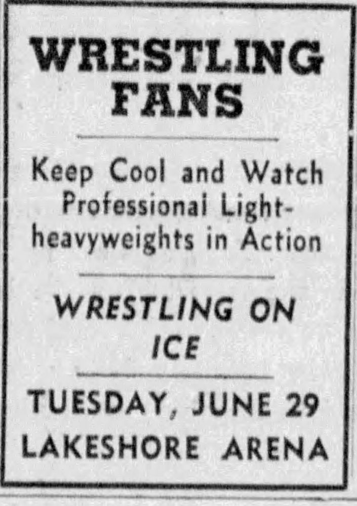 Lakeshore Arena card June 29, 1954