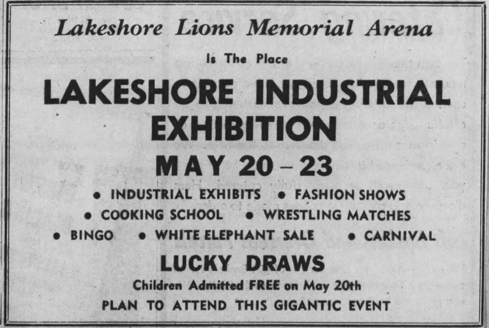 Lakeshore Arena card May 20, 1953