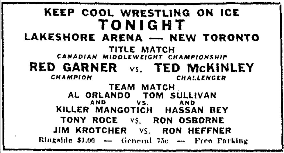 Lakeshore Arena card July 6, 1954