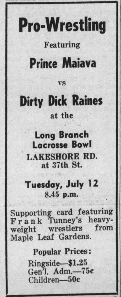 Frank Tunney show in Long Branch, July 12, 1955