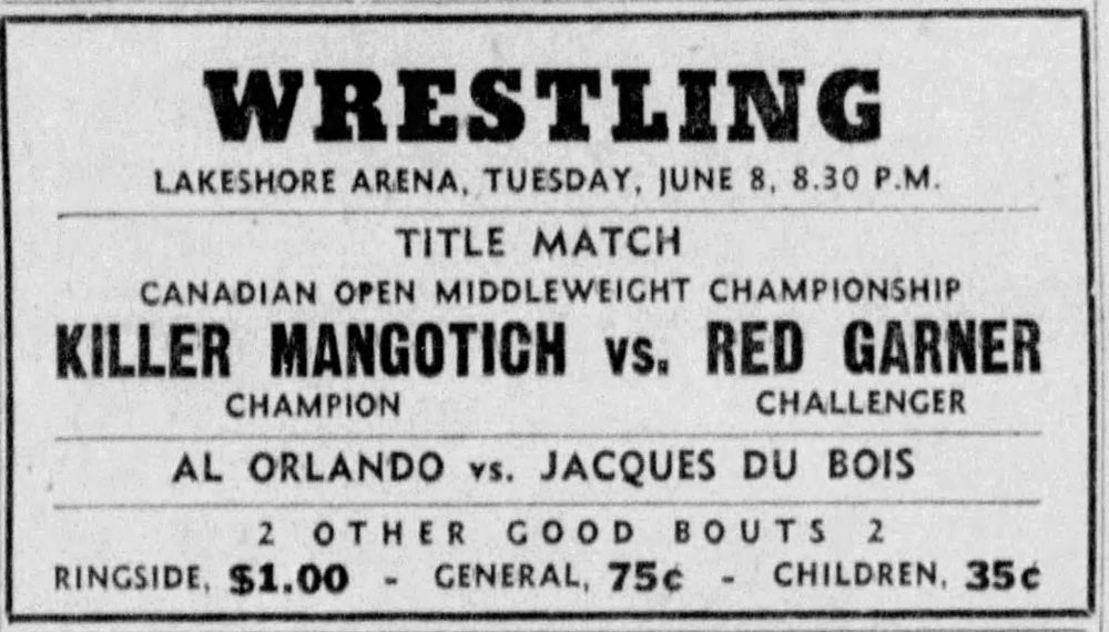 Lakeshore Arena card June 8, 1954