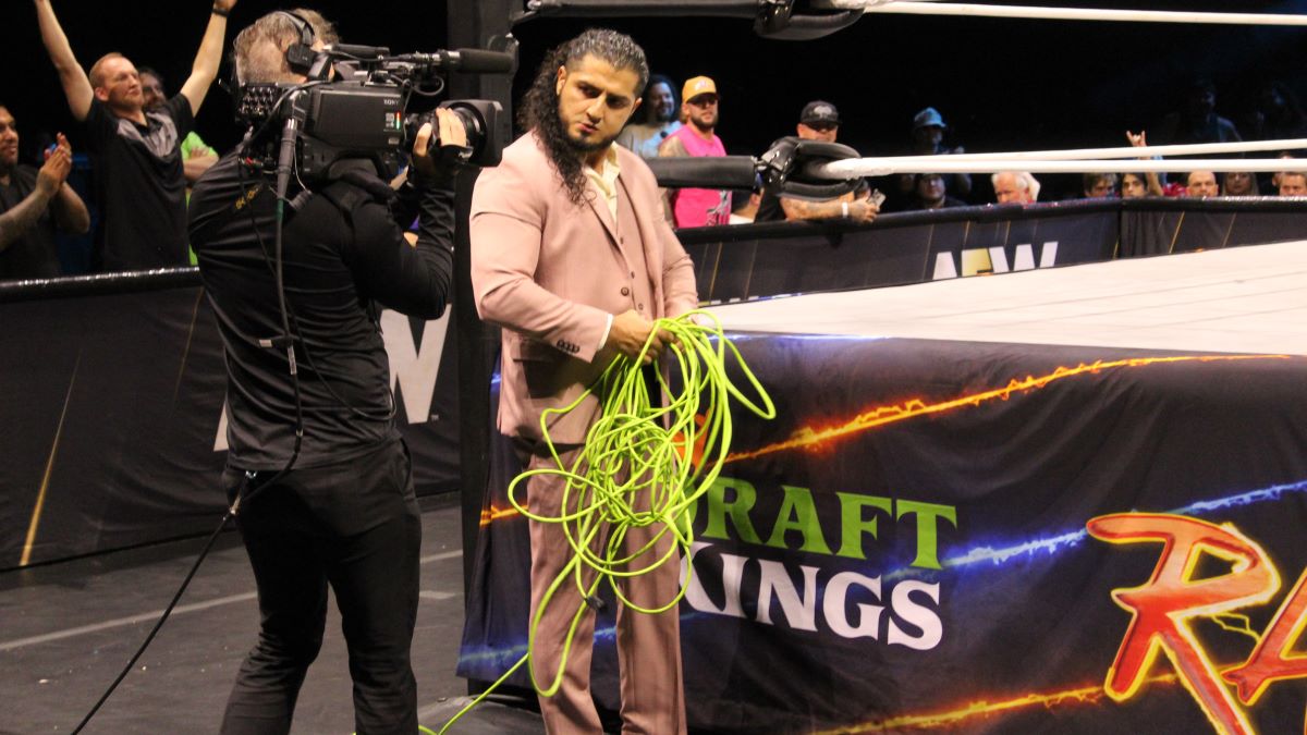 Rush with some extension cord at AEW Rampage, taped at the Maverik Center in Salt Lake City, Utah, on Wednesday, October 23, 2024. Photo by Tommy "Milagro" Martinez