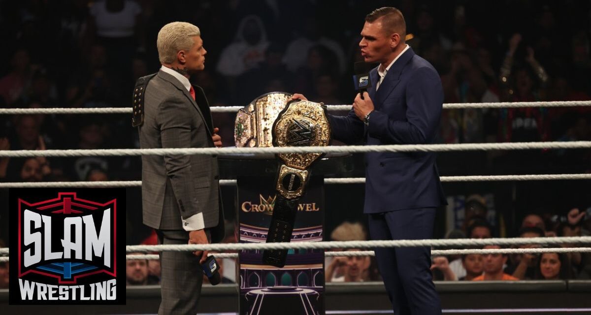 Cody Rhodes and Gunther talk about their bout at Crown Jewel at WWE Smackdown on Friday, October 25, 2024, at the Barclays Center in Brooklyn, NY. Photo by George Tahinos, https://georgetahinos.smugmug.com