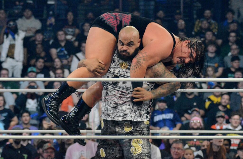 AJ Francis and Rhino battle in the Call Your Shot Gauntlet at TNA Bound For Glory at the Wayne State University Fieldhouse in Detroit, Michigan, on Saturday, October 26, 2024. Photo by Brad McFarlin