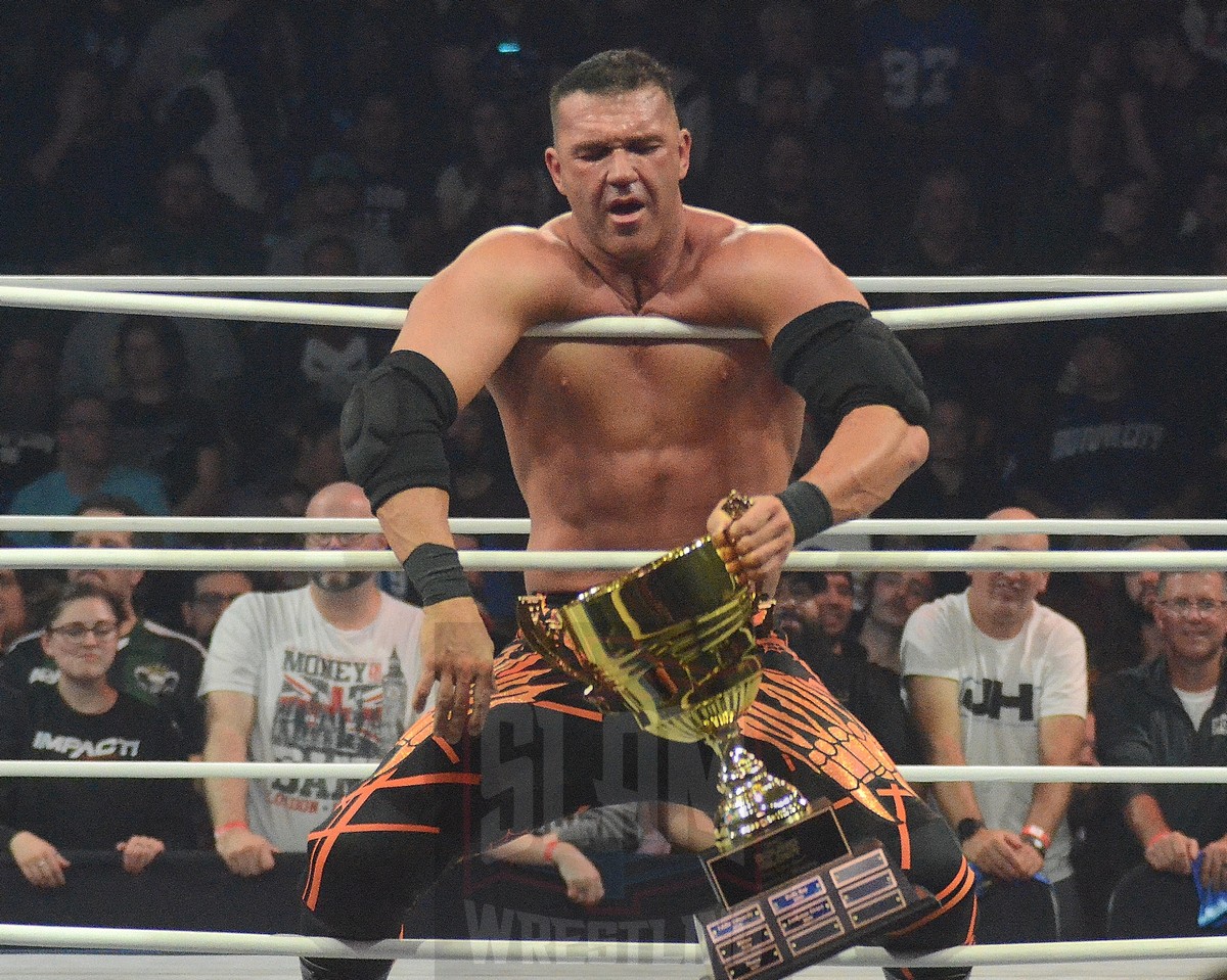 Frankie Kazarian wins the Call Your Shot Gauntlet at TNA Bound For Glory at the Wayne State University Fieldhouse in Detroit, Michigan, on Saturday, October 26, 2024. Photo by Brad McFarlin