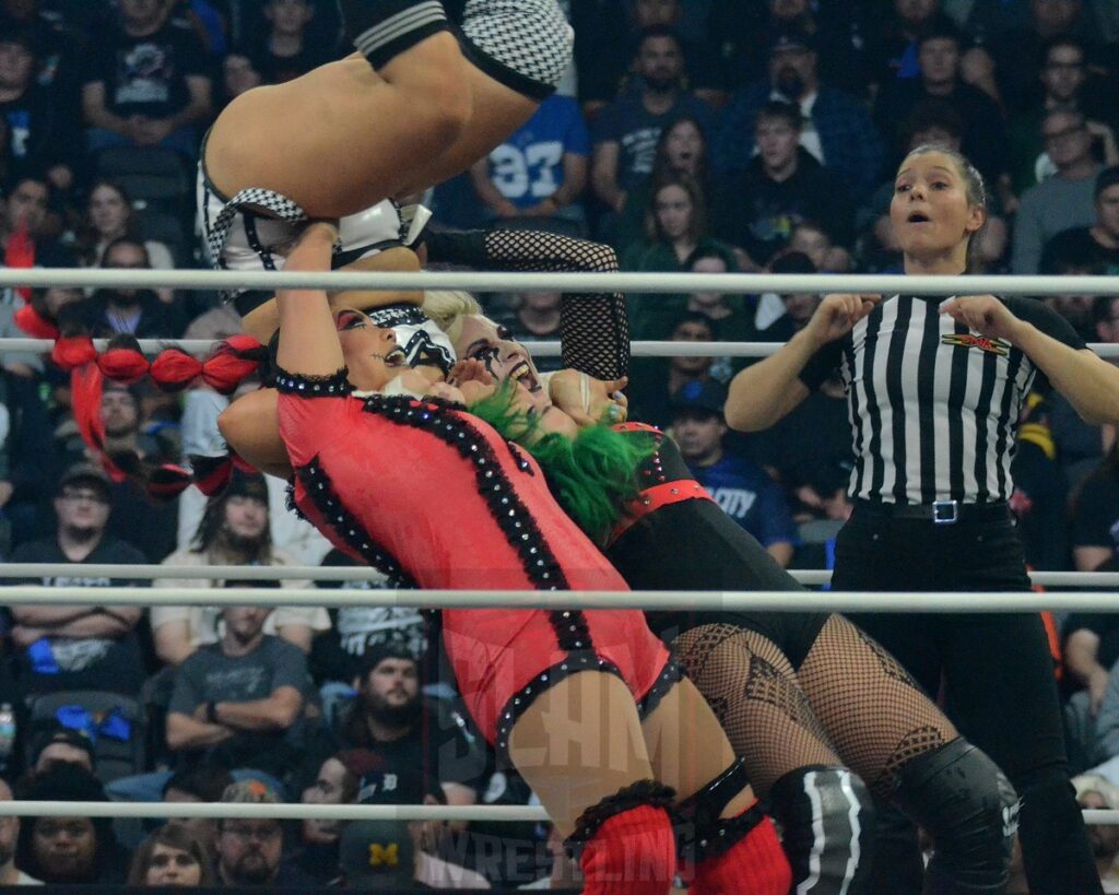 Knockouts Tag Team Championship: Jody Threat & Dani Luna (Spitfire) VS Rosemary & Wendy Choo at TNA Bound For Glory at the Wayne State University Fieldhouse in Detroit, Michigan, on Saturday, October 26, 2024. Photo by Brad McFarlin