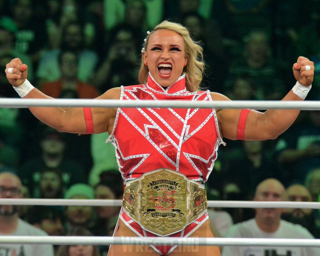 Knockouts Champion Jordynne Grace at TNA Bound For Glory at the Wayne State University Fieldhouse in Detroit, Michigan, on Saturday, October 26, 2024. Photo by Brad McFarlin