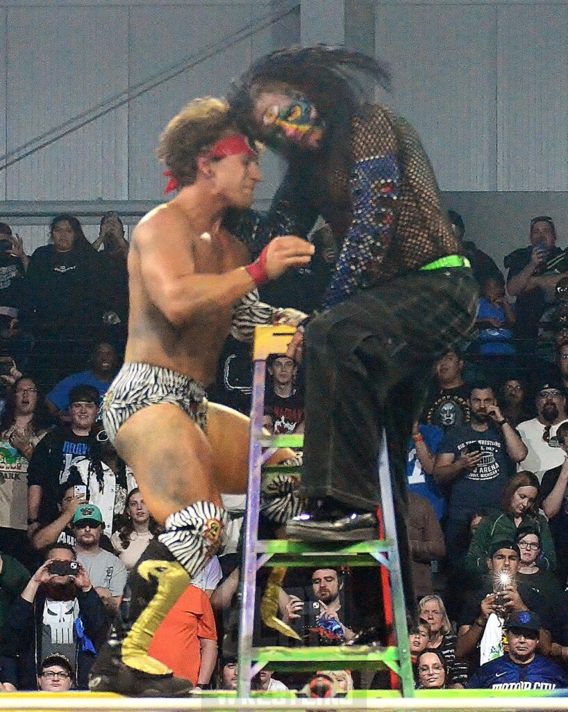 TNA World Tag Team Championship in a Full Metal Mayhem Match: Matt Hardy & Jeff Hardy (c) VS Brian Myers & Eddie Edwards VS Ace Austin & Chris Bey at TNA Bound For Glory at the Wayne State University Fieldhouse in Detroit, Michigan, on Saturday, October 26, 2024. Photo by Brad McFarlin