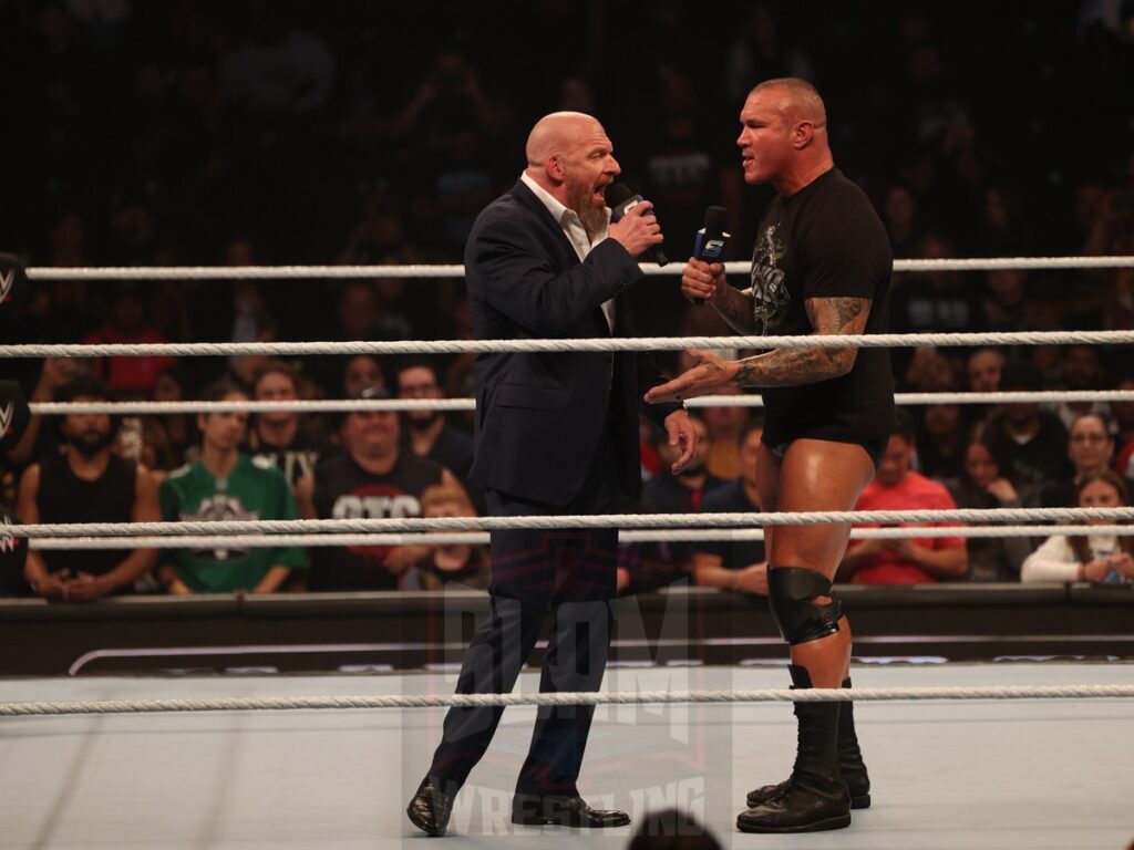 Triple H talks to Randy Orton at WWE Smackdown on Friday, October 25, 2024, at the Barclays Center in Brooklyn, NY. Photo by George Tahinos, https://georgetahinos.smugmug.com