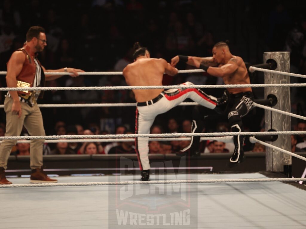 Game 7 Series match (LA Knight as special referee): Andrade vs. Carmelo Hayes at WWE Smackdown on Friday, October 25, 2024, at the Barclays Center in Brooklyn, NY. Photo by George Tahinos, https://georgetahinos.smugmug.com